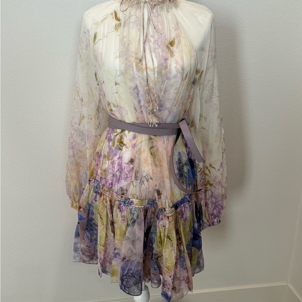 Zimmermann Cream Ruffled Tie Front Sundress